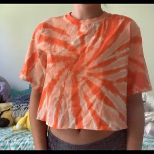 orange tie dye crop top